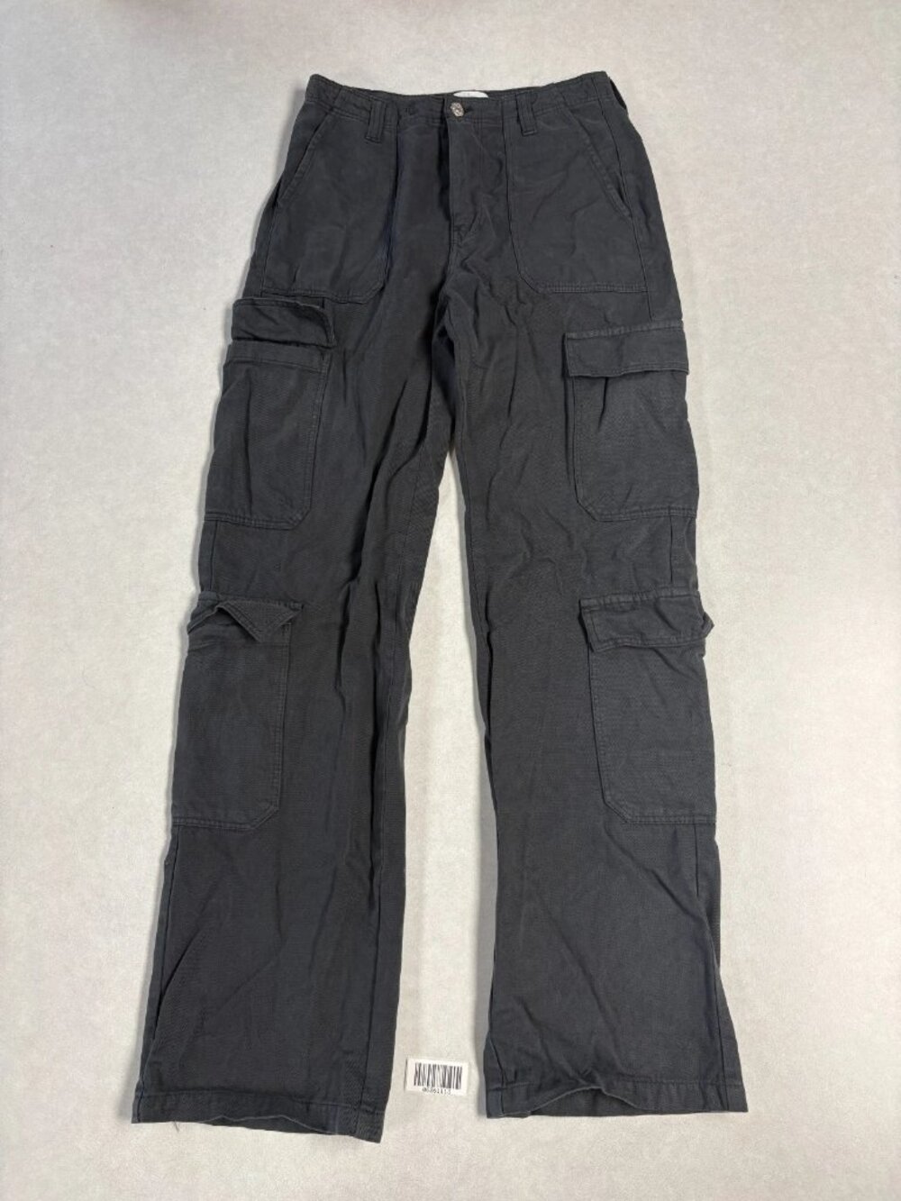 Zara Womens High Waist Straight Leg Cargo Pants Black Size 4
